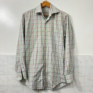 Peter Millar Shirt Mens Small Gingham Retro Preppy Classic Office 100% Cotton